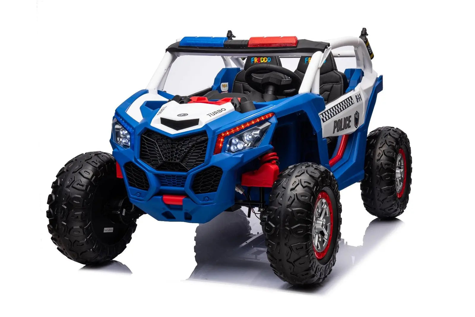 24V 4x4 Freddo Storm Police UTV 2-Seater for Kids with Lights & Sirens for Action-Packed Adventures
