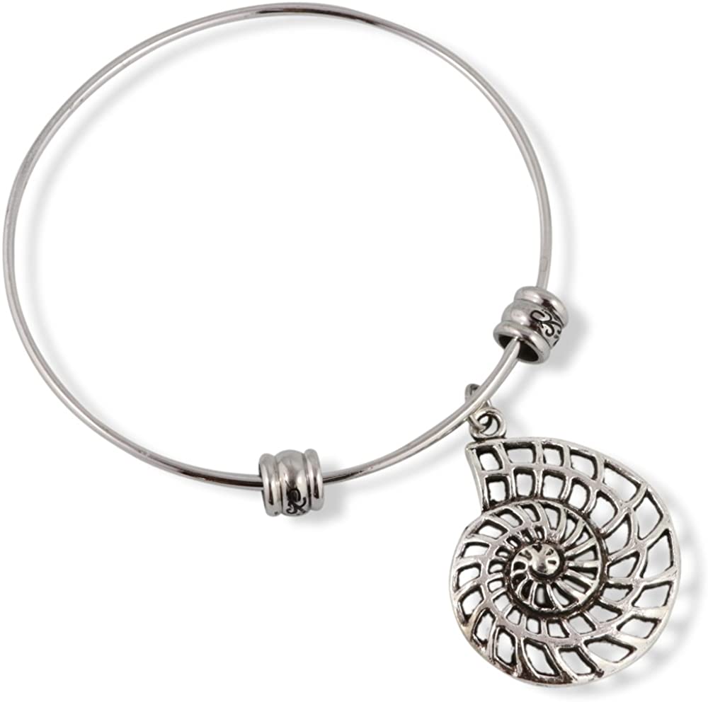 Emerald Park Jewelry Large Nautilus Sea Shell Outline Fancy Bangle-0