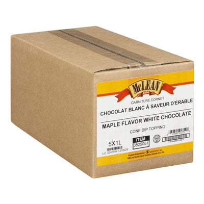 'REDUCED TO CLEAR' Maple Flavor White Chocolate Cone Dip Coating (Case = 5 x 1L Bags) by McLean Canada-2